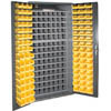 Small Parts Storage & Security Cabinet with 112 Steel Pigeon Hole Bins & 96 Hook-On-Bins (Flush Door Style)