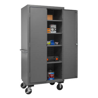 Mobile Cabinet with 4 Shelves, 14 Gauge - 36" Wide