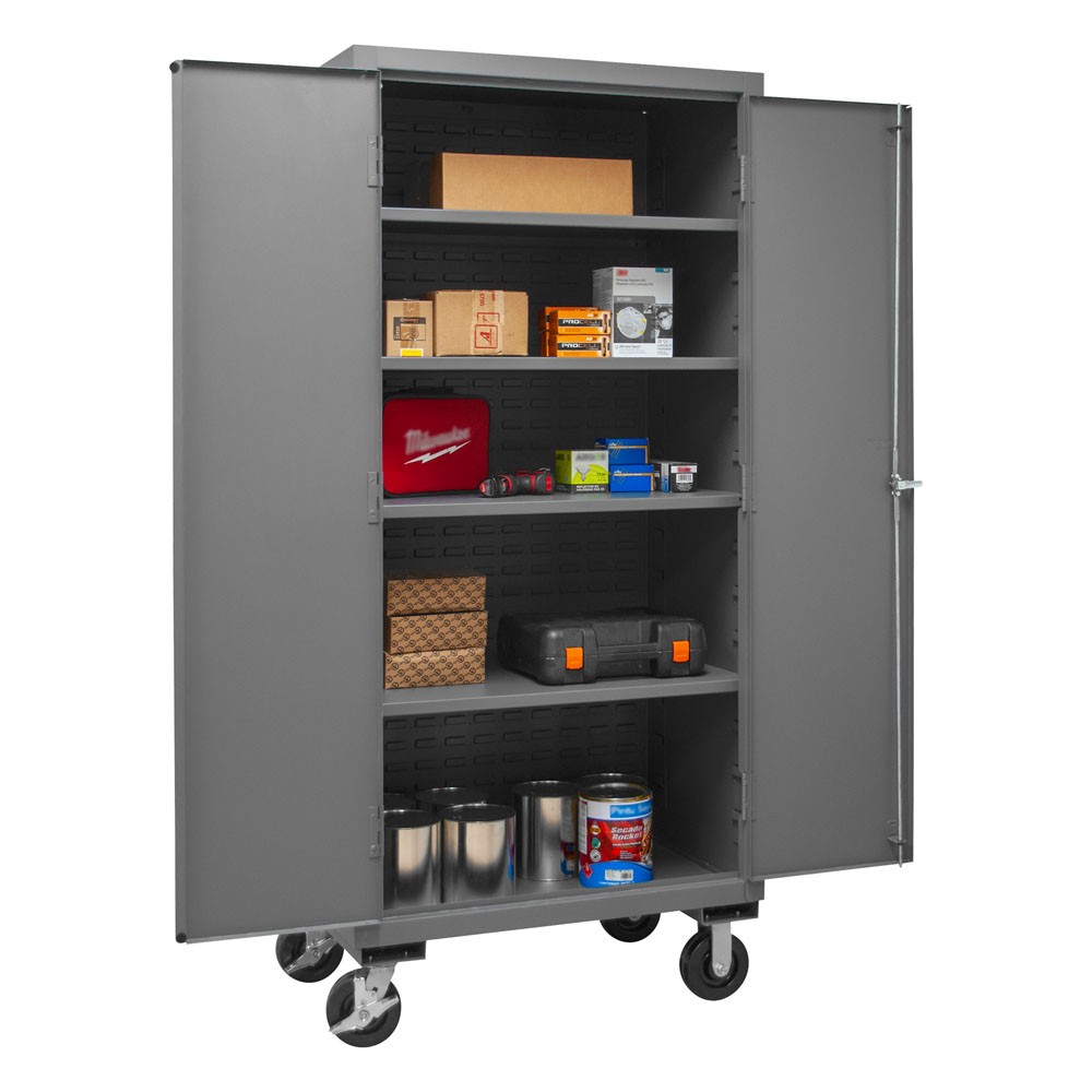 Mobile Cabinet with 4 Shelves, 14 Gauge - 36"W x 24"D x 80"H