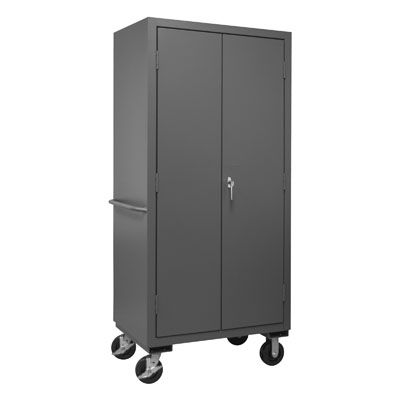 Mobile Cabinet with 12 Bins / 2 Shelves, 14 Gauge - 36" Wide