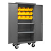 Mobile Cabinet with 12 Bins / 2 Shelves, 14 Gauge - 36' Wide