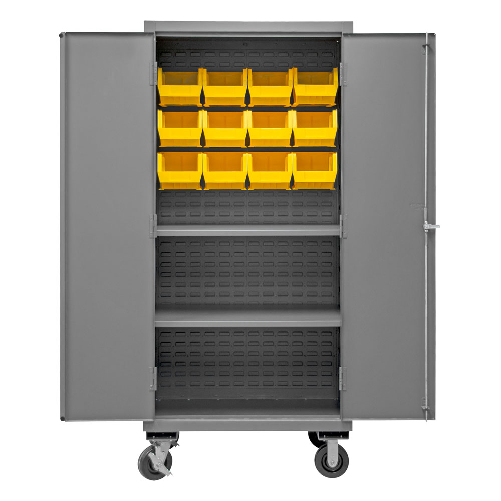 Mobile Cabinet with Hook-On Bins/Shelves, 14 Gauge - 36"W x 24"D x 80"H