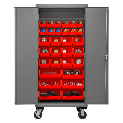 Mobile Cabinet with Hook-On Bins, 14 Gauge - 36"W x 24"D x 80"H