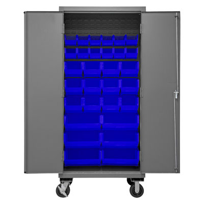 Mobile Cabinet with Hook-On Bins, 14 Gauge - 36"W x 24"D x 80"H