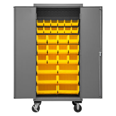 Mobile Cabinet with Hook-On Bins, 14 Gauge - 36"W x 24"D x 80"H
