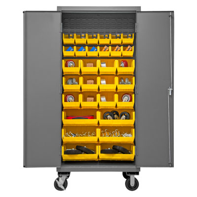 Mobile Cabinet with Hook-On Bins, 14 Gauge - 36"W x 24"D x 80"H