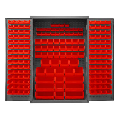 14 Gauge Cabinet with 186 Hook-On Bins - 48"W x 24"D x 72"H