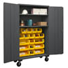 Mobile Cabinet with Hook-On Bins/Shelves, 14 Gauge - 48'W x 24'D x 80'H