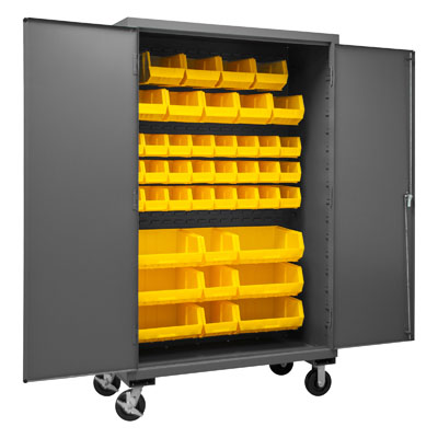 Mobile Cabinet with Hook-On Bins, 14 Gauge - 48"W x 24"D x 80"H