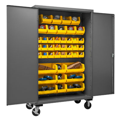 Mobile Cabinet with Hook-On Bins, 14 Gauge - 48"W x 24"D x 80"H
