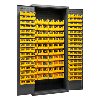 14 Gauge Cabinet with 156 Hook-On Bins - 36"W x 18"D x 84"H