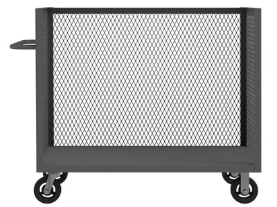 3 ST Series, 3 Sided Mesh Truck|Base Shelf And 6" Molded Rubber Cstrs