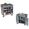 2 Sided Cart with 12 Bins, 12 Drawers & Lockable Cabinet