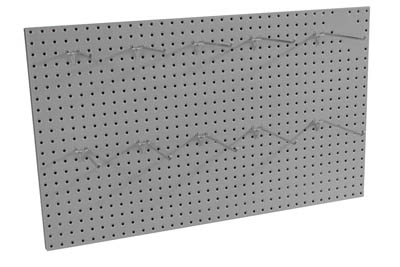 Wall Mountable Pegboard Panel  w/ 8" Hooks, 34 3/4" Wide