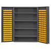 48" Wide Cabinet with 128 Bins, 4 Shelves - 4" Deep Box Door Style