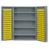 48" Wide Cabinet with 128 Bins, 4 Shelves - 4" Deep Box Door Style
