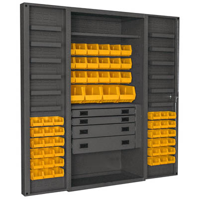 4" Deep Box Style Door, 36"W Cabinet with Drawers, Shelves, and Hook-On-Bins