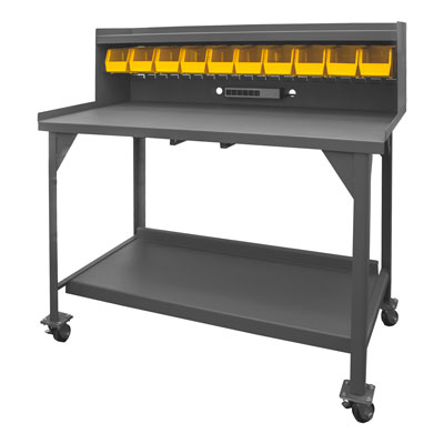 Heavy Duty Mobile Workbench with Riser - 60"W x 30"D x 62-1/2"H