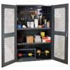 14 Gauge Janitorial Cabinet with Ventilated Doors with Steel Pegboard & Shelves - 48'W x 24'D x 72'H