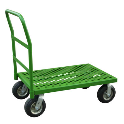 Perforated Platform Truck, 8" Pneumatic Cstrs, Lips Down 