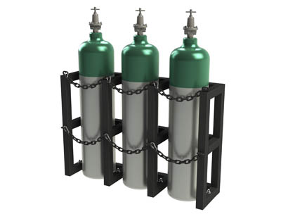 Gas Cylinder Rack For 3 Vertical Cylinders, 44" Wide