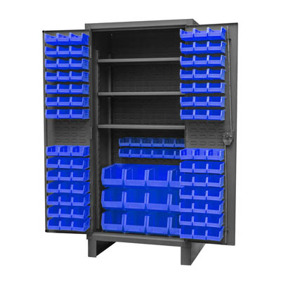 Extra Heavy Duty 12-Gauge 36"W Cabinet with 108 Bins and 3 Adjustable Shelves