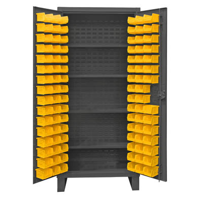 Extra Heavy Duty, 12-Gauge Cabinet with 96 Bins & 4 Shelves