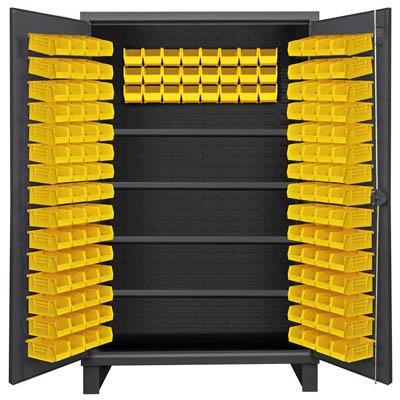 Extra Heavy Duty 12-Gauge 48"W Cabinet with 144 Bins and 4 Adjustable Shelves