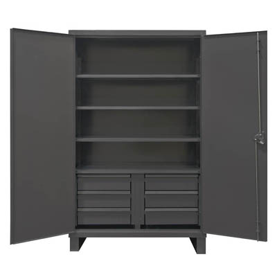 Extra Heavy Duty 12-Gauge w/ 6 Drawer Cabinets & 4 Shelves, 60'W X 24'D X 78'H