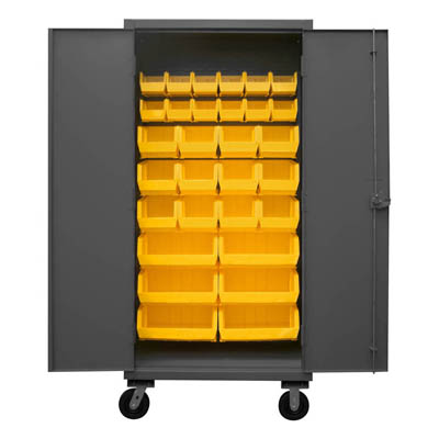 Mobile Cabinet with Hook-On Bins, 12 Gauge - 36"W x 24"D x 80"H
