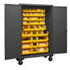 Mobile Cabinet with Hook-On Bins, 12 Gauge, 42 Bins,  48' Wide