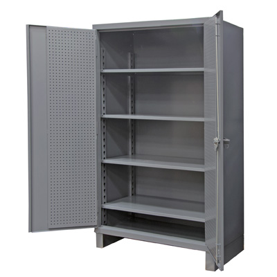 Extra Heavy Duty 12-Gauge Pegboard and Shelf Cabinet, 60"W X 24"D X 78"H