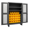 12 Gauge Cabinet with Ventilated Doors, 24 Hook-On Bins & 2 Shelves - 48'W x 24'D x 78'H