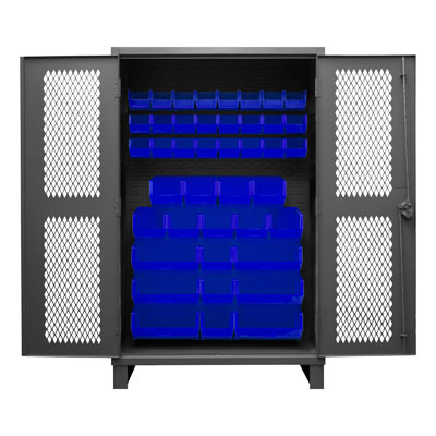 12 Gauge Cabinet with Ventilated Doors & 42 Hook-On Bins 