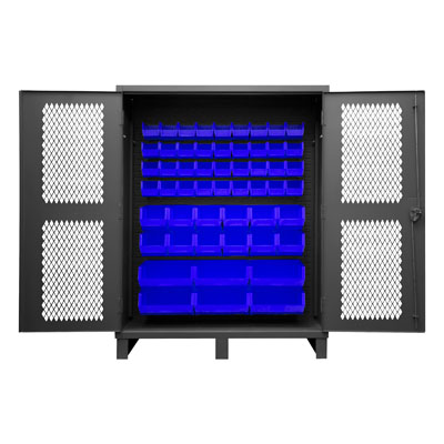 12 Gauge Cabinet with Ventilated Doors & 54 Hook-On Bins