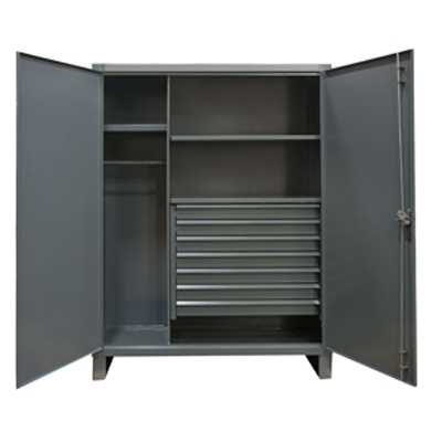 Extra Heavy Duty 12-Gauge Wardrobe Cabinets with 2 Shelves and Drawers, 48"W