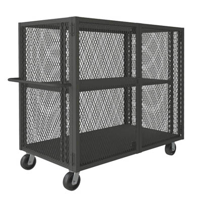 Mesh Style Security Trucks with Double Doors, 1 Shelf, 48-1/2"W x 26-1/16"D x 56-7/16"H