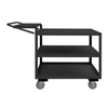 Order Picking Cart, 5' Polyurethane Cstrs, 3 Shelves, Bottom Lips Up