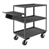 3 Shelf Order Picking Cart w/ Flat Writing Shelf & Storage Pockets 