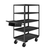 5 Shelf Order Picking Cart w/ Flat Writing Shelf & Storage Pockets 