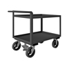 2 Shelf Stock Cart with Raised Handle, 8' Mold-On Rubber Casters & Floor Lock