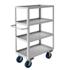 Lips Up Stainless Steel Stock Carts, 24'W w/ 4 Shelves & 6' Polyurethane Casters