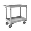 Lips Up Stainless Steel Stock Carts, 24'W w/ 2 Shelves & 4' Polyurethane Casters (1,200 lbs. Capacity)