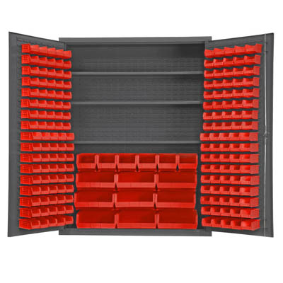 60" Wide Cabinet with 185 Bins & 3 Shelves, No Legs (Flush Door Style)