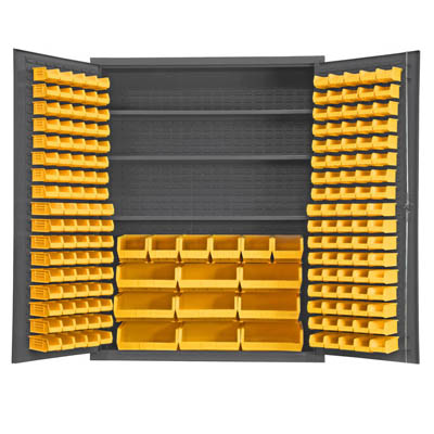 60" Wide Cabinet with 185 Bins & 3 Shelves, No Legs (Flush Door Style)