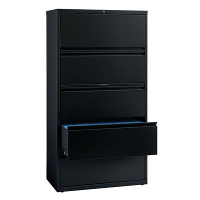 HL8000 Series 5 Drawer Lateral File Cabinet w/Posting Shelf and Roll-Out Binder Storage, 36" Wide