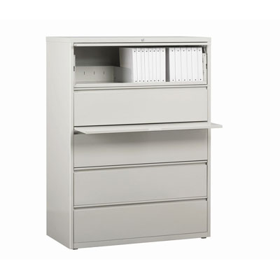 HL8000 Series 5 Drawer Lateral File Cabinet w/Posting Shelf and Roll-Out Binder Storage, 42" Wide