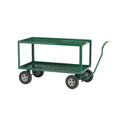 2 Shelf Wagon Truck w/ Perforated Deck & 10" Pneumatic Casters