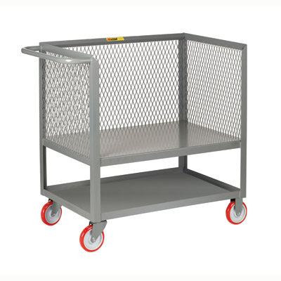 Raised Platform Box Truck with Lower Shelf & 3 Expanded Metal Sides