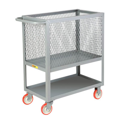 Raised Platform Box Truck with Lower Shelf & 4 Expanded Metal Sides